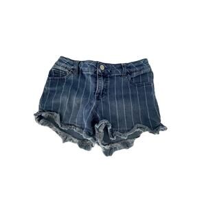 Cat & Jack Girls Blue Striped Denim Cut-Off Jean Stretch Shorts Large 10/12